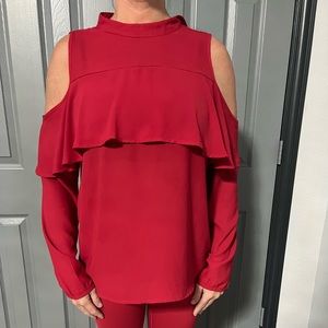 Red silk blouse